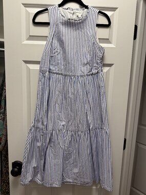 J. Crew Midi Dress, Blue & White Stripe, Size 2
